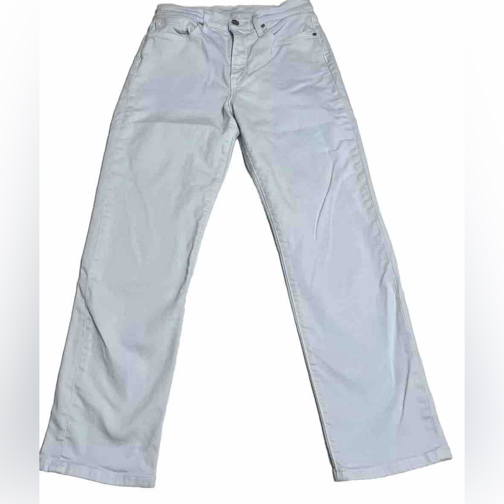 BLDWN Vintage Straight High Rise Cropped Stretch Jeans In Pool Blue Size: 28